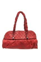 Chanel Red Leather Large Lady Braid Bowler Bag