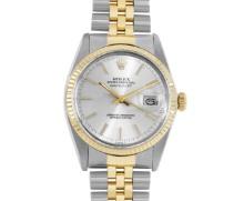 Rolex Mens Two Tone Silver Index Fluted Bezel Jubilee Band Datejust Wristwatch