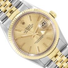 Rolex Mens Two Tone Yellow Gold And Steel 36MM Champagne Index Datejust