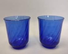 2 Vintage Cobalt Blue Glass Cups