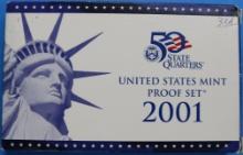 2001 United States Mint Proof Coin Set with 5 State Quarters