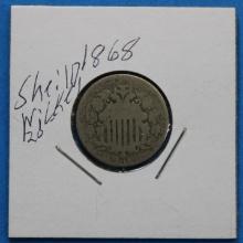 1868 Shield Nickel Coin