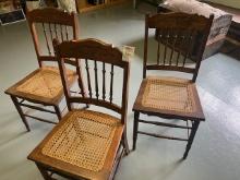 (3) antique chairs look like Eastlake with cane bottoms