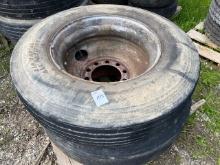 (2) tires and wheels 11R24.5