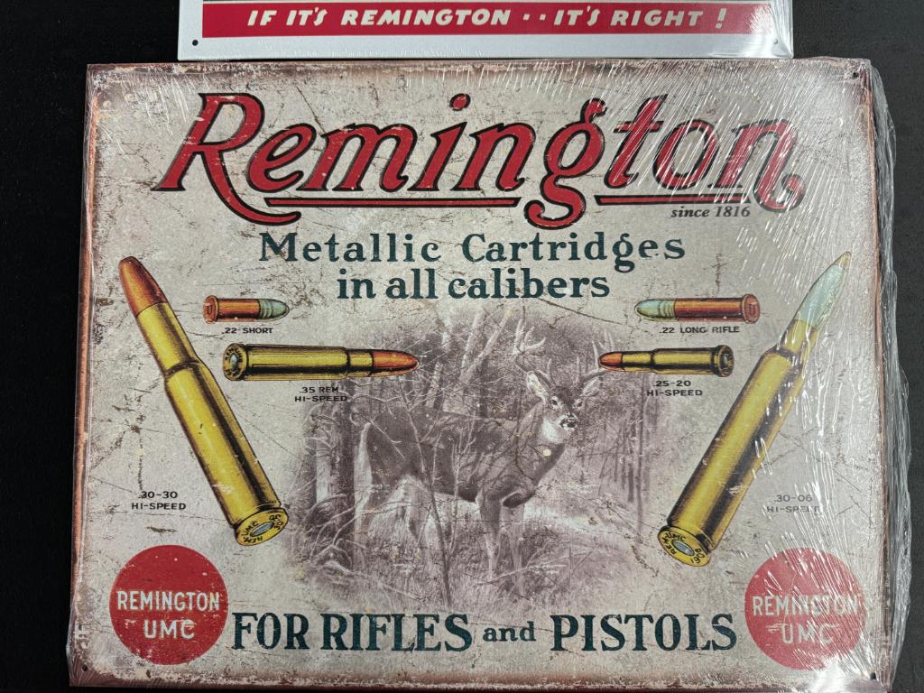 "2 Retro Vintage Signs" Remington Cartridges