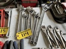 LOT: 5-ASSORTED ADJUSTABLE WRENCHES