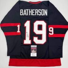 Autographed/Signed Drake Batherson Ottawa Black Hockey Jersey JSA COA