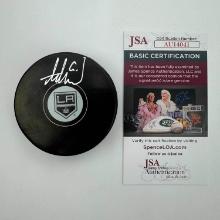 Autographed/Signed Adrian Kempe Los Angeles Logo Hockey Puck JSA COA