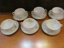 (6) Matching Limoges Two Handled Bouillons