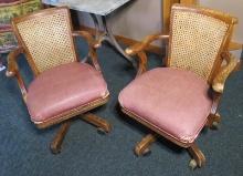 (2) Oak & Wicker Office Chairs