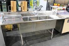 90IN. STAINLESS STEEL 3-COMPARTMENT SINK