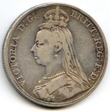 Great Britain 1889 silver crown F