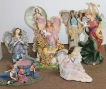 Seven Mixed Style Angel Statues