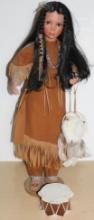 Artist-Made 31" Indigenous-Style Porcelain Doll on Stand