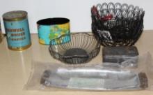 Old Metal Tins, Baskets, and More