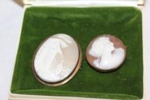 Pair of Gorgeous Cameo-Style Brooches