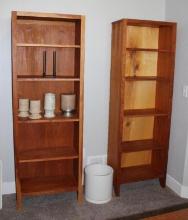 Pair of Handmade Wood Bookshelves and Contents