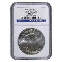 Certified Uncirculated Silver Eagle 2010 MS69 NGC Early Release