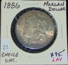 1886 Morgan Dollar (choice UNC., toned).