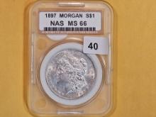 NAS graded 1897 Morgan Dollar in MS-66