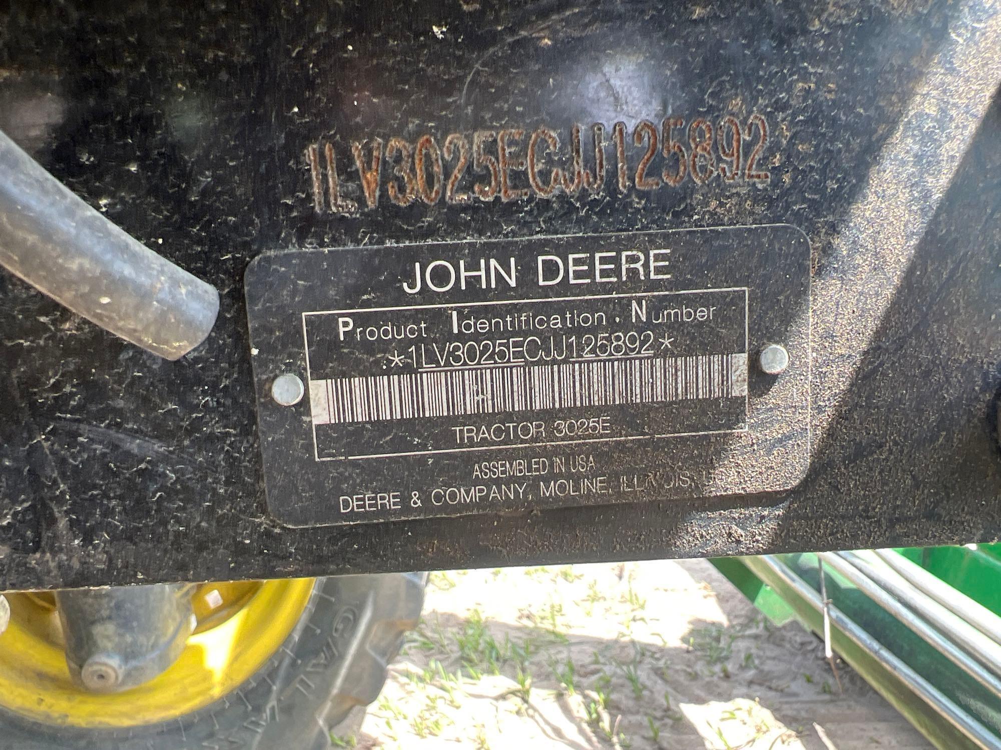 2018 JOHN DEERE 3025E TRACTOR